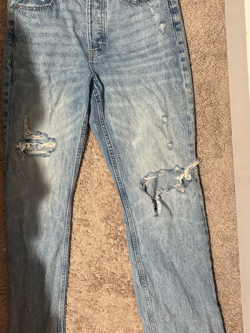 Aeropostale Light Blue Distressed Wide-Leg Jeans